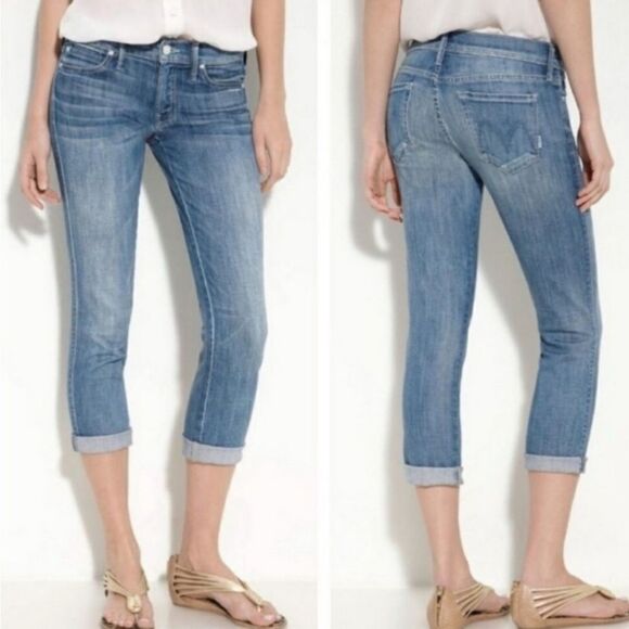 Mother The Rascal Cuff Jeans Size 25 in Adios To My Old Life Medium Wash Crop - Picture 4 of 16